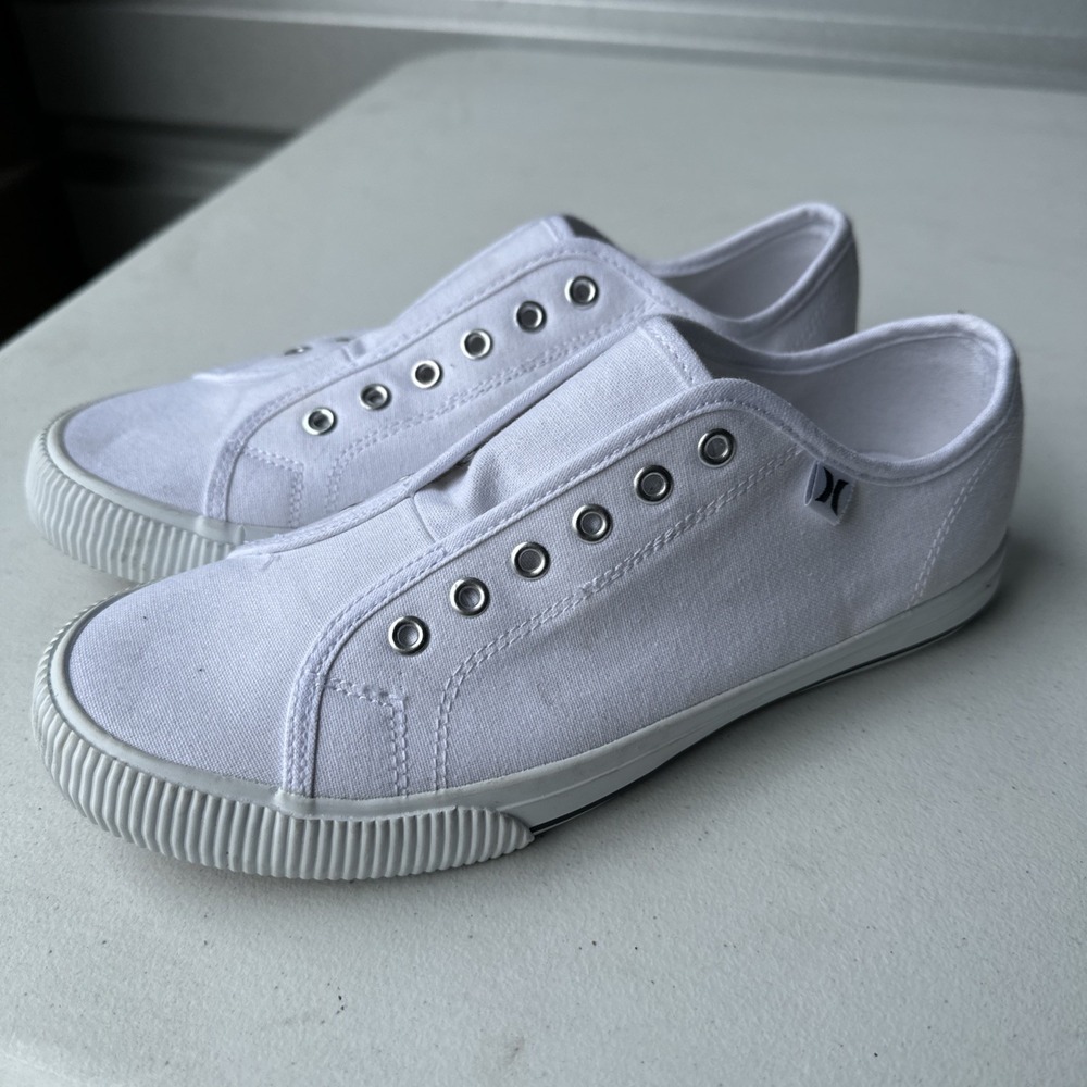 Hurley Chloe Shoes Womens 7.5 Casual Slip On Laceless Sneakers White Canvas